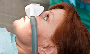 Person undergoing nitrous oxide treatment