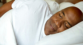 Man with sleep apnea sleeping soundly