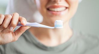 Woman smiling in the dental chair