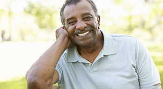 man smiling outside